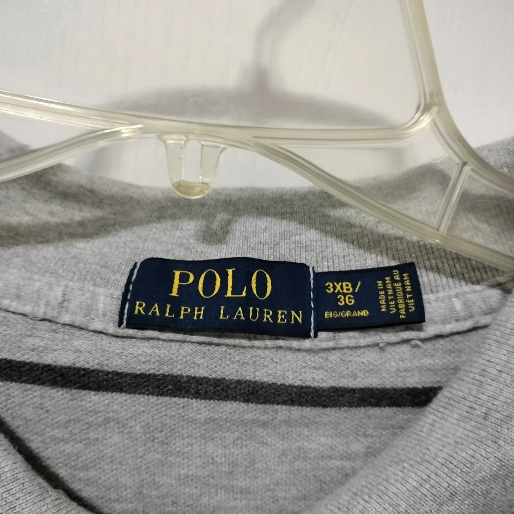 Ralph Lauren Polo Shirt in Gray with Black Stripes
